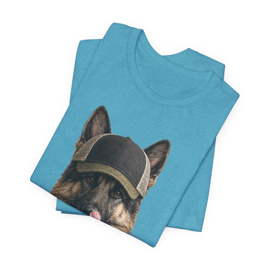 German Shepard in Trucker Hat