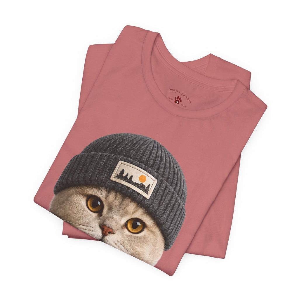 British Shorthair Cat in a Beanie