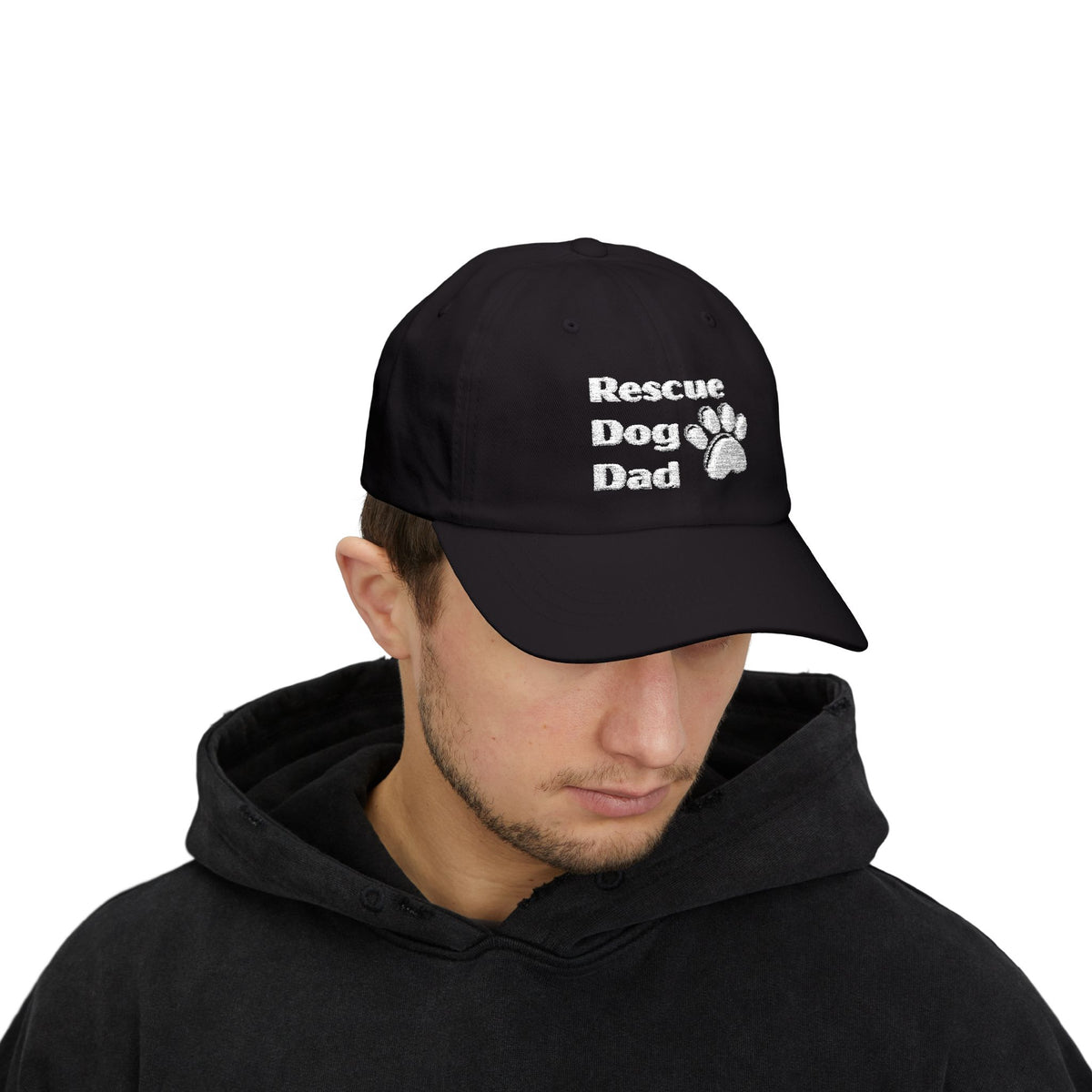 Rescue Dog Dad Hat | Embroidered Paw Print Baseball Cap