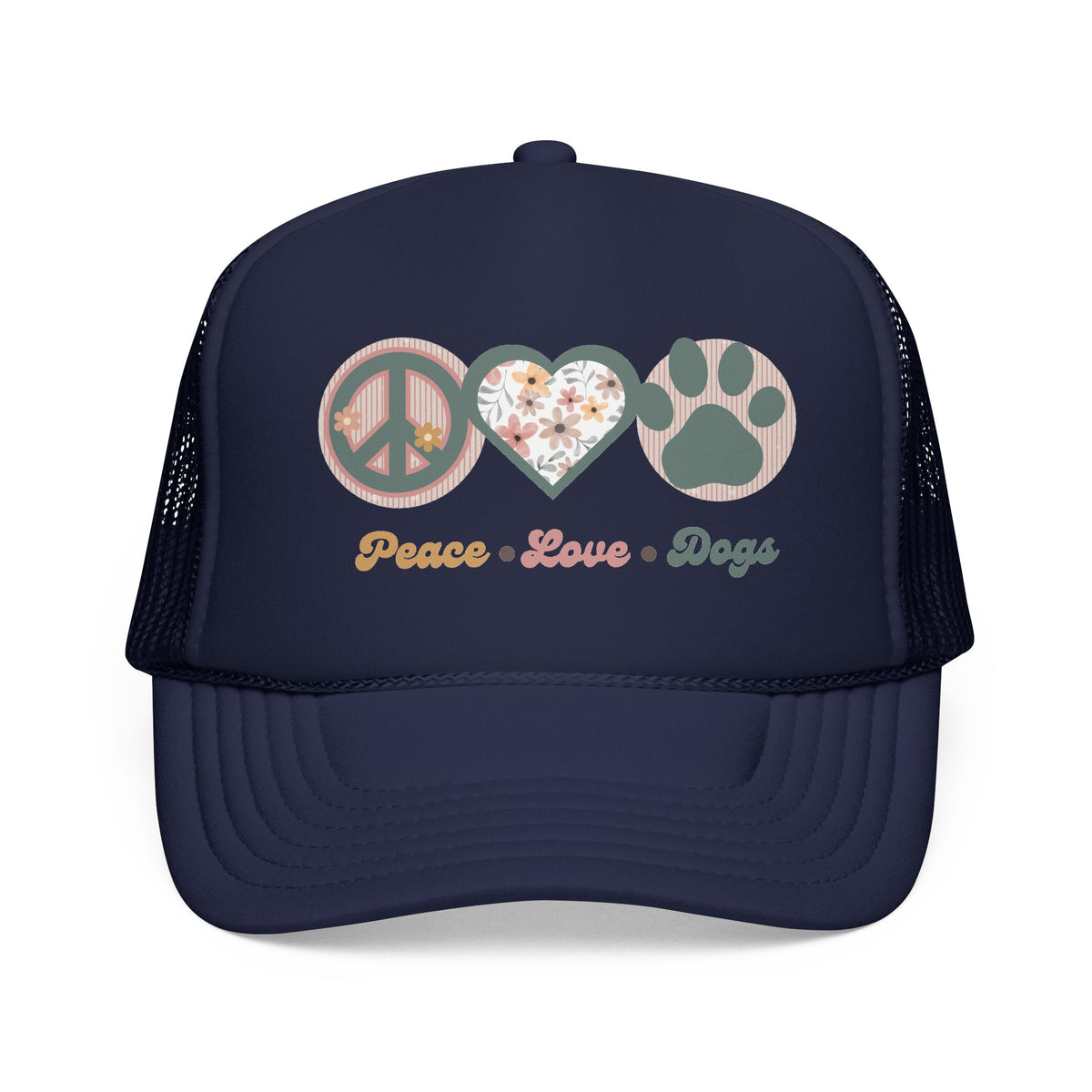 Peace Love Dogs Trucker Hat | Retro Dog Mom Hat | Boho Pet Lover Cap | Dog Lover Gift | Piper & Friends