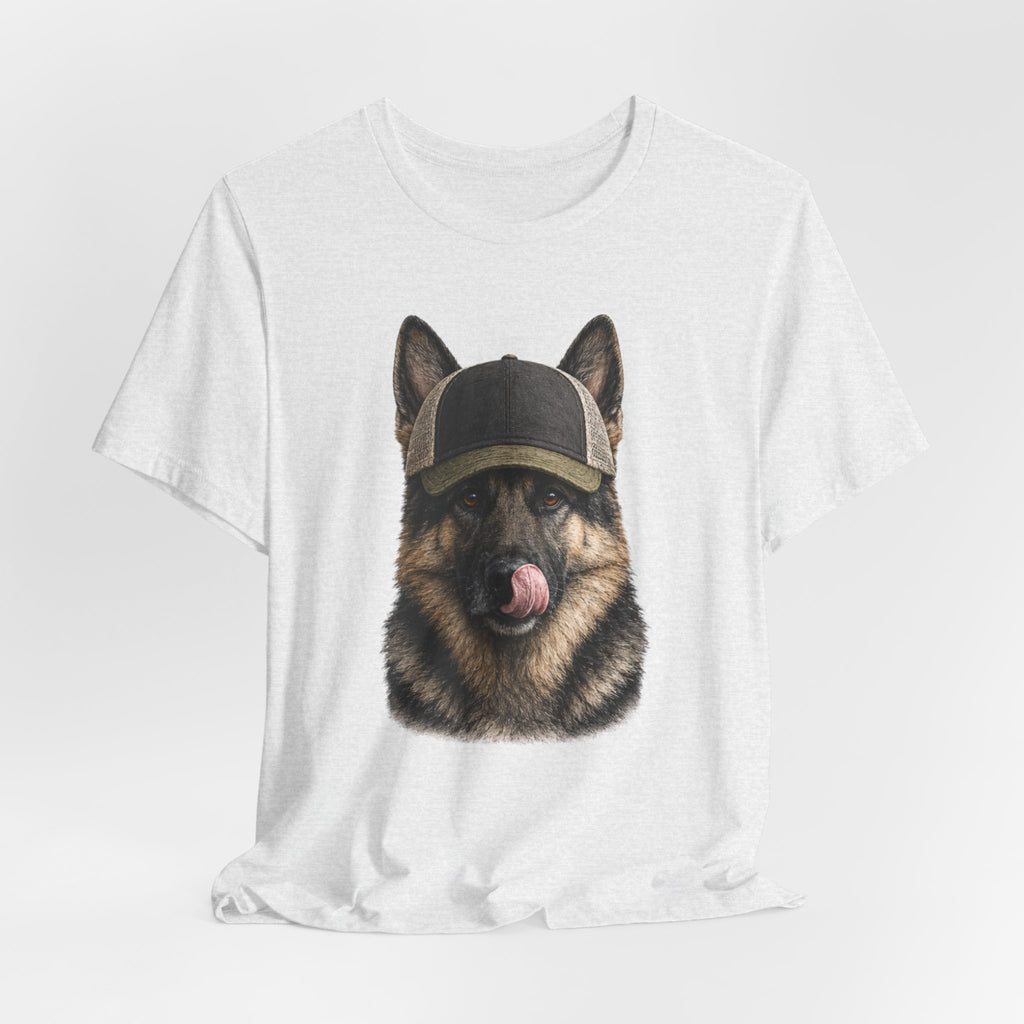 German Shepard in Trucker Hat
