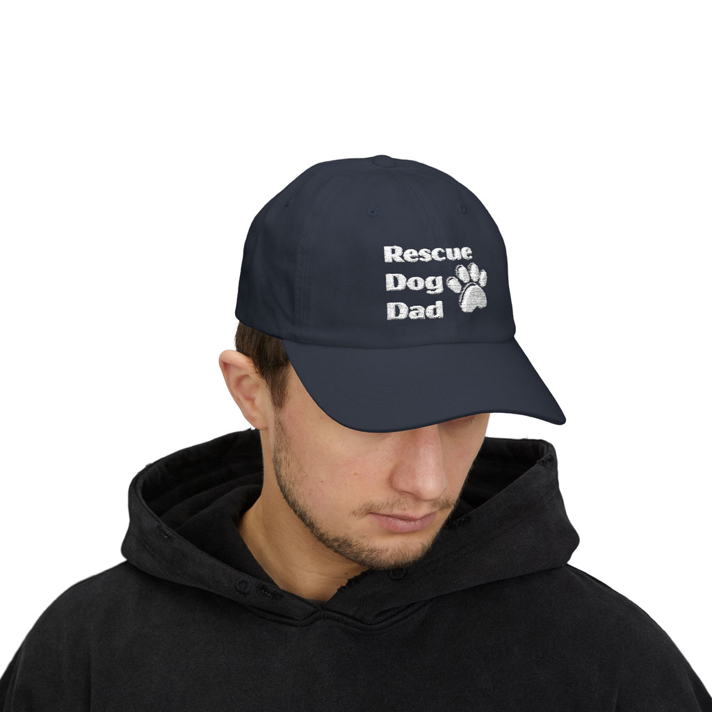 Rescue Dog Dad Hat | Embroidered Paw Print Baseball Cap