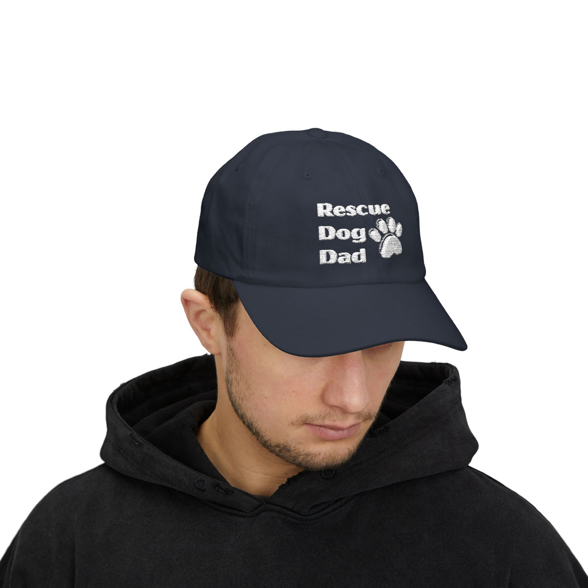 Rescue Dog Dad Hat | Embroidered Paw Print Baseball Cap