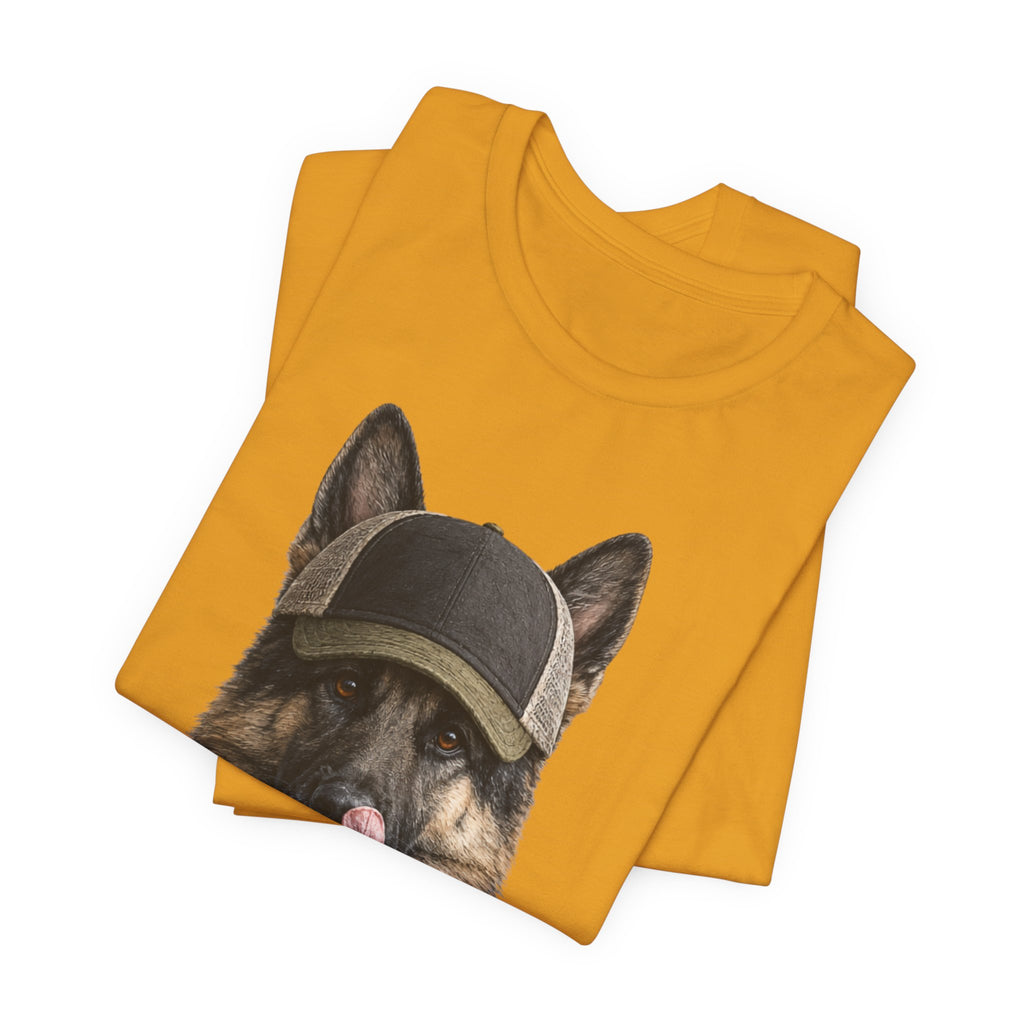 German Shepard in Trucker Hat
