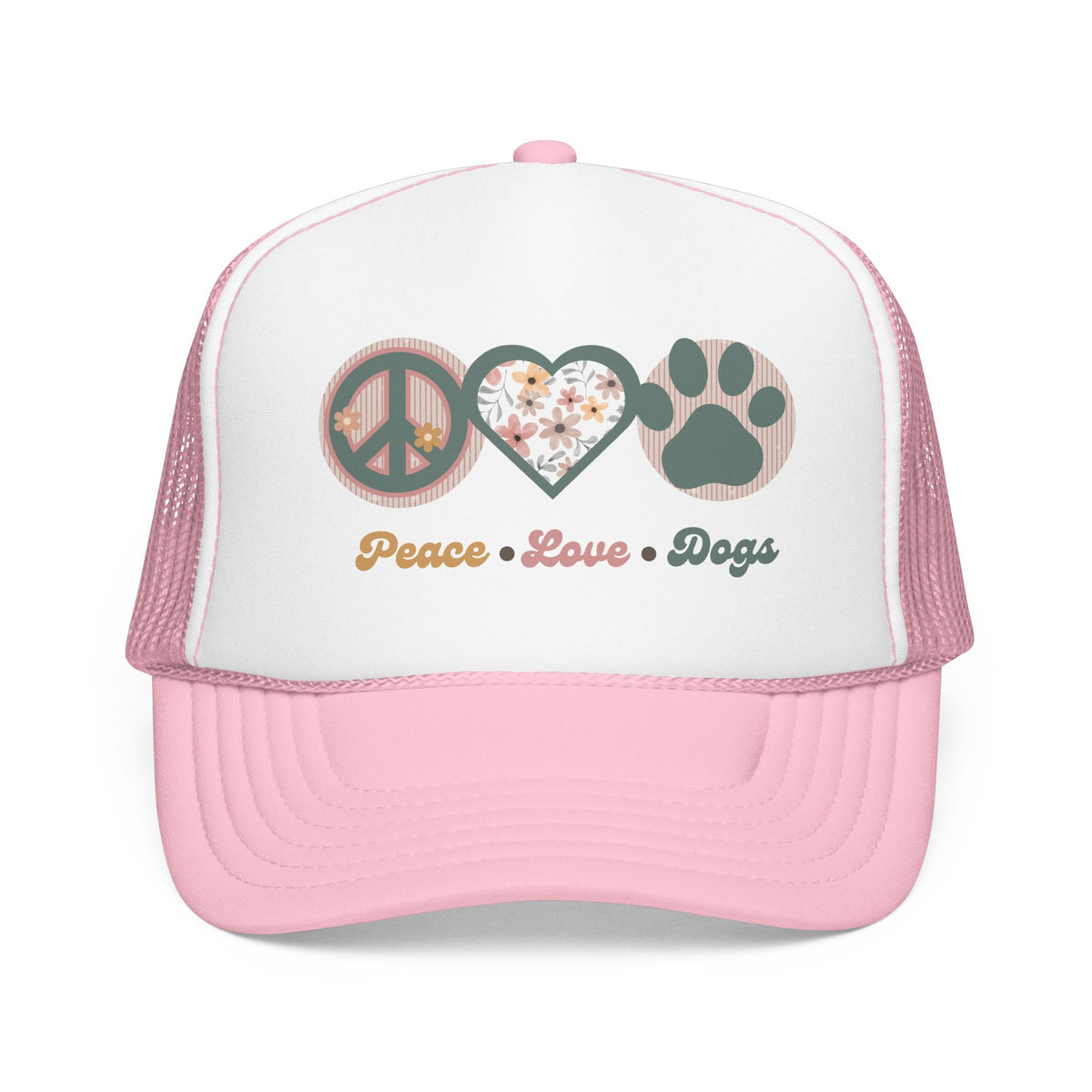 Peace Love Dogs Trucker Hat | Retro Dog Mom Hat | Boho Pet Lover Cap | Dog Lover Gift | Piper & Friends