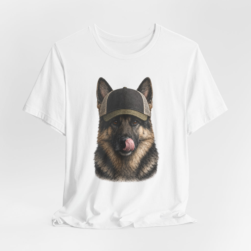 German Shepard in Trucker Hat