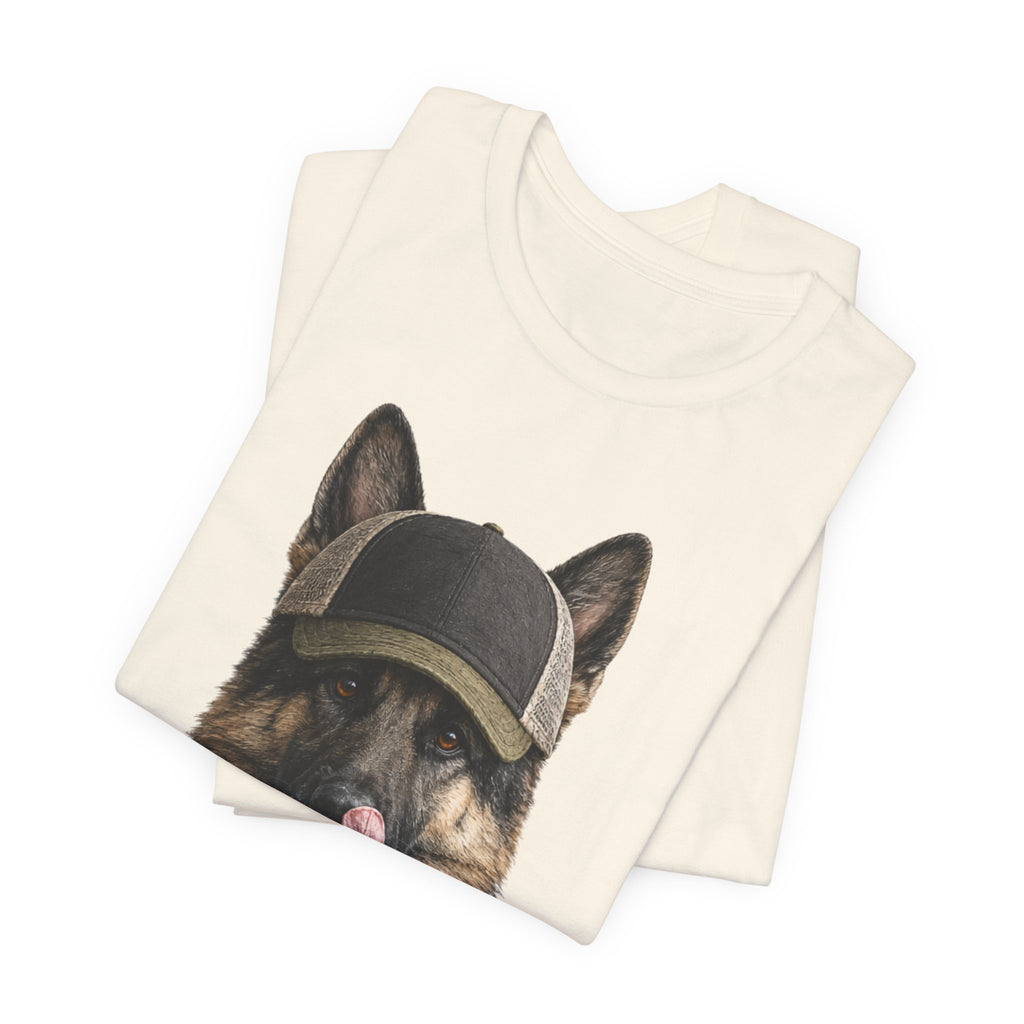 German Shepard in Trucker Hat