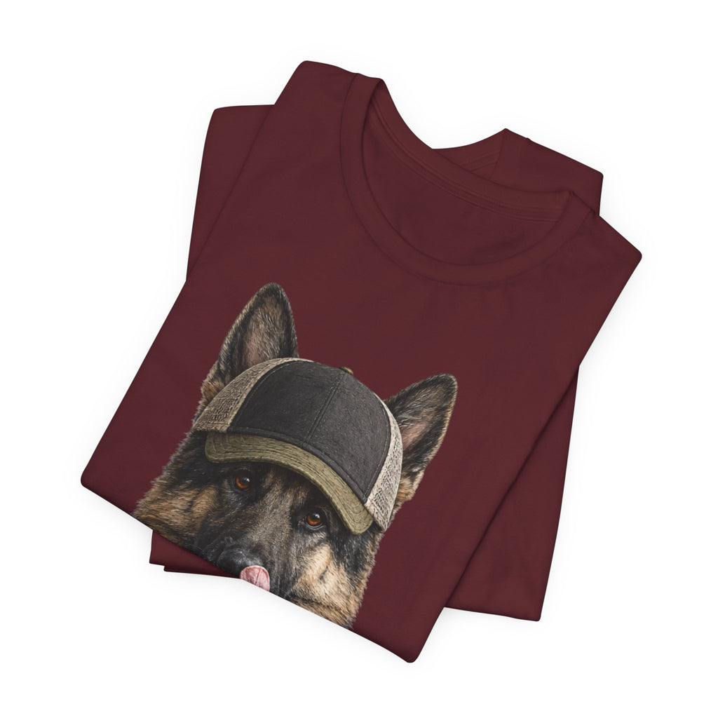 German Shepard in Trucker Hat