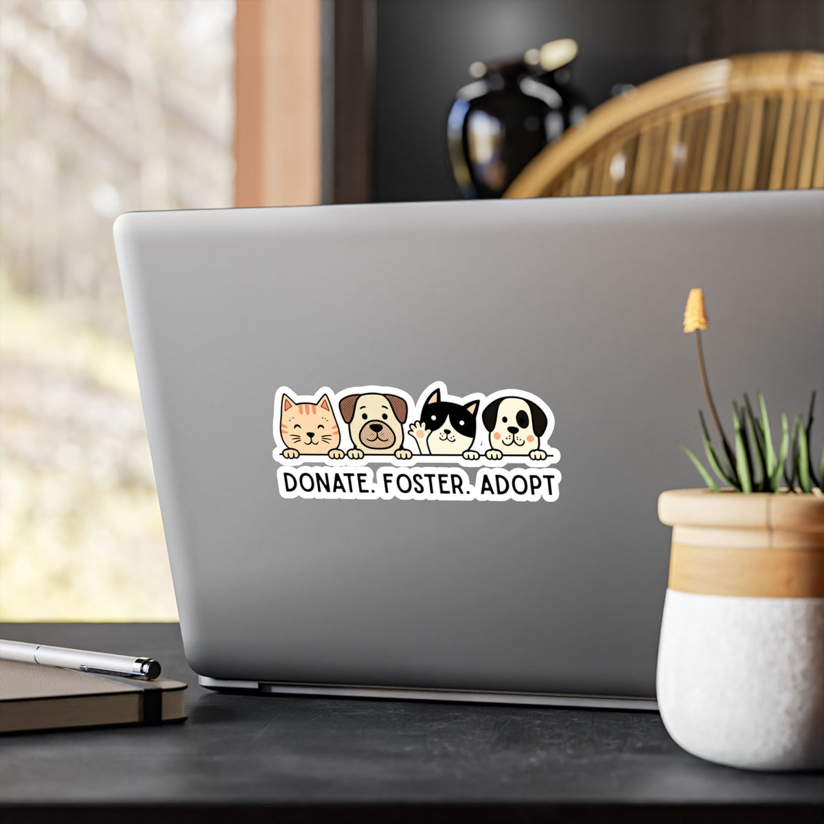 Donate Foster Adopt Vinyl Sticker — Cute Pet Rescue Kiss‑Cut Decal