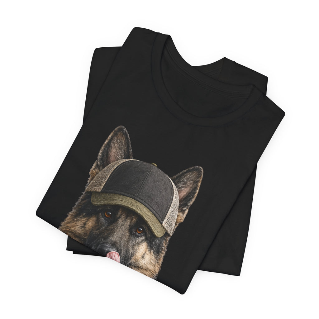 German Shepard in Trucker Hat