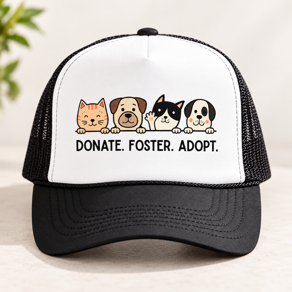 Donate Foster Adopt Trucker Hat — Rescue Pet Mesh Cap