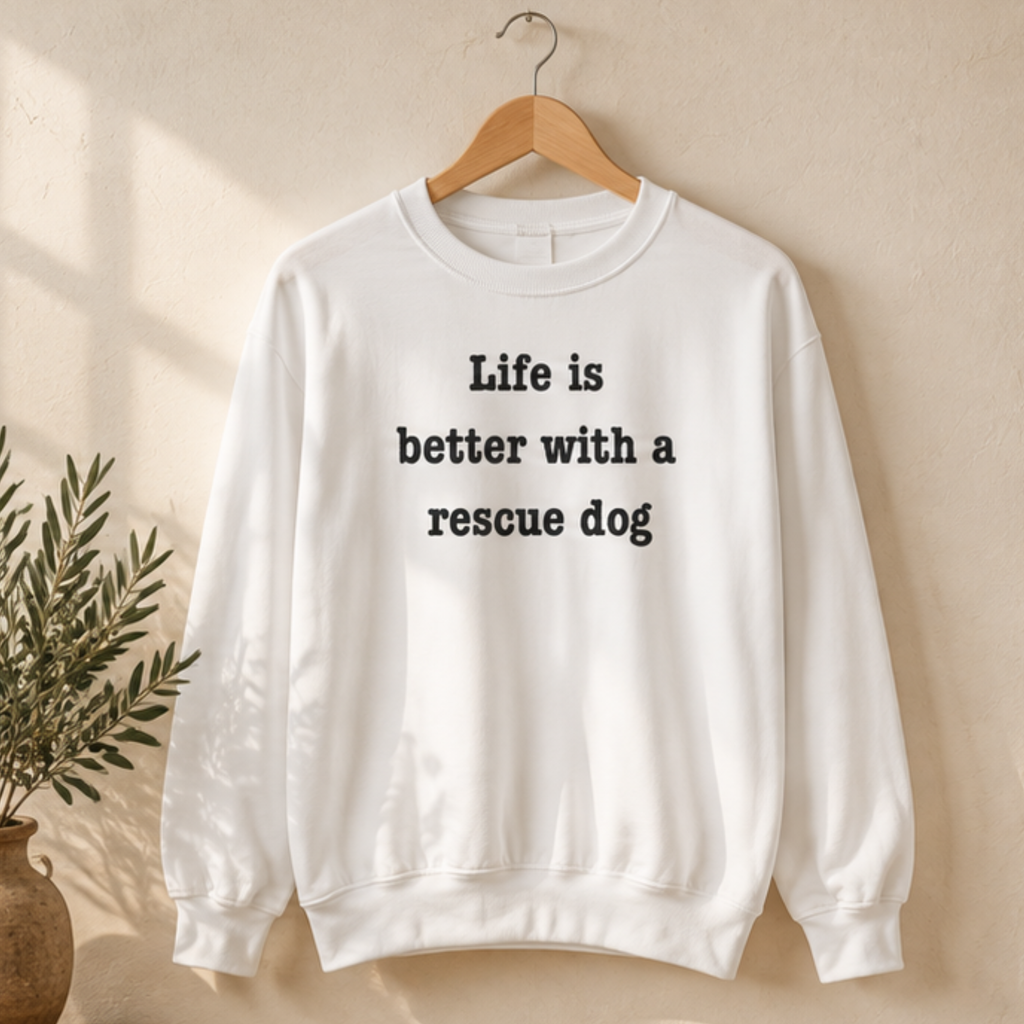 Life Is Better With a Rescue Dog Crewneck Sweatshirt | Comfort Colors 1566