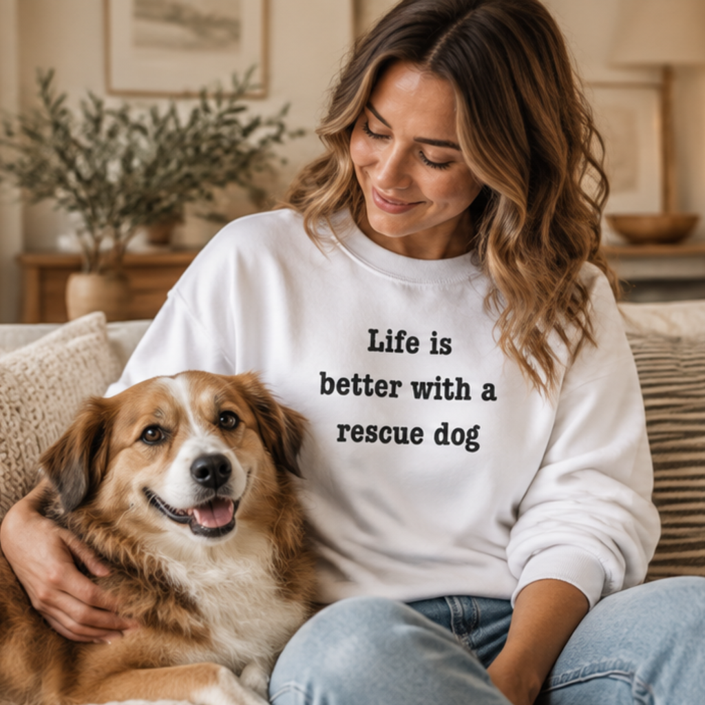 Life Is Better With a Rescue Dog Crewneck Sweatshirt | Comfort Colors 1566