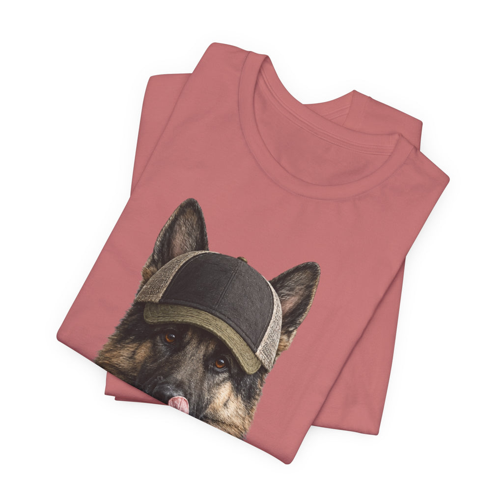German Shepard in Trucker Hat