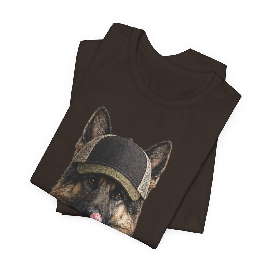 German Shepard in Trucker Hat