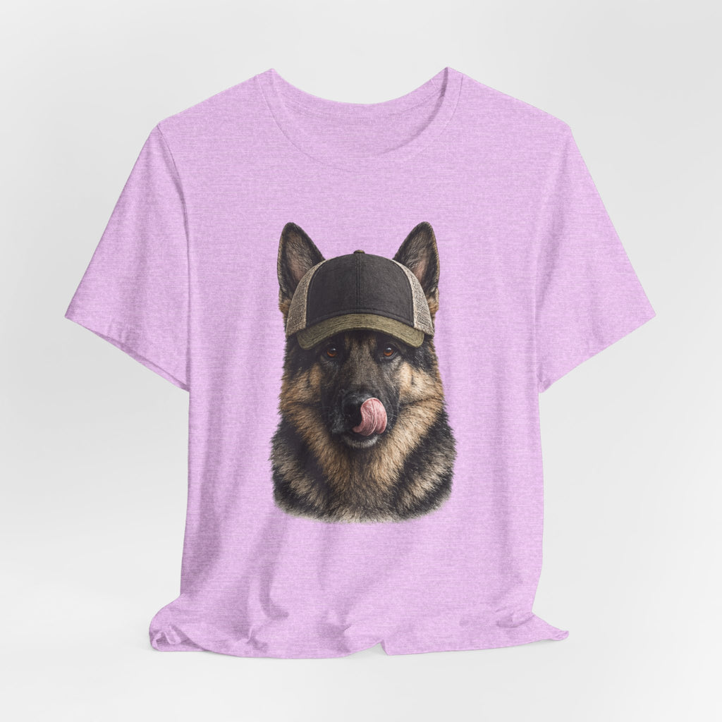 German Shepard in Trucker Hat