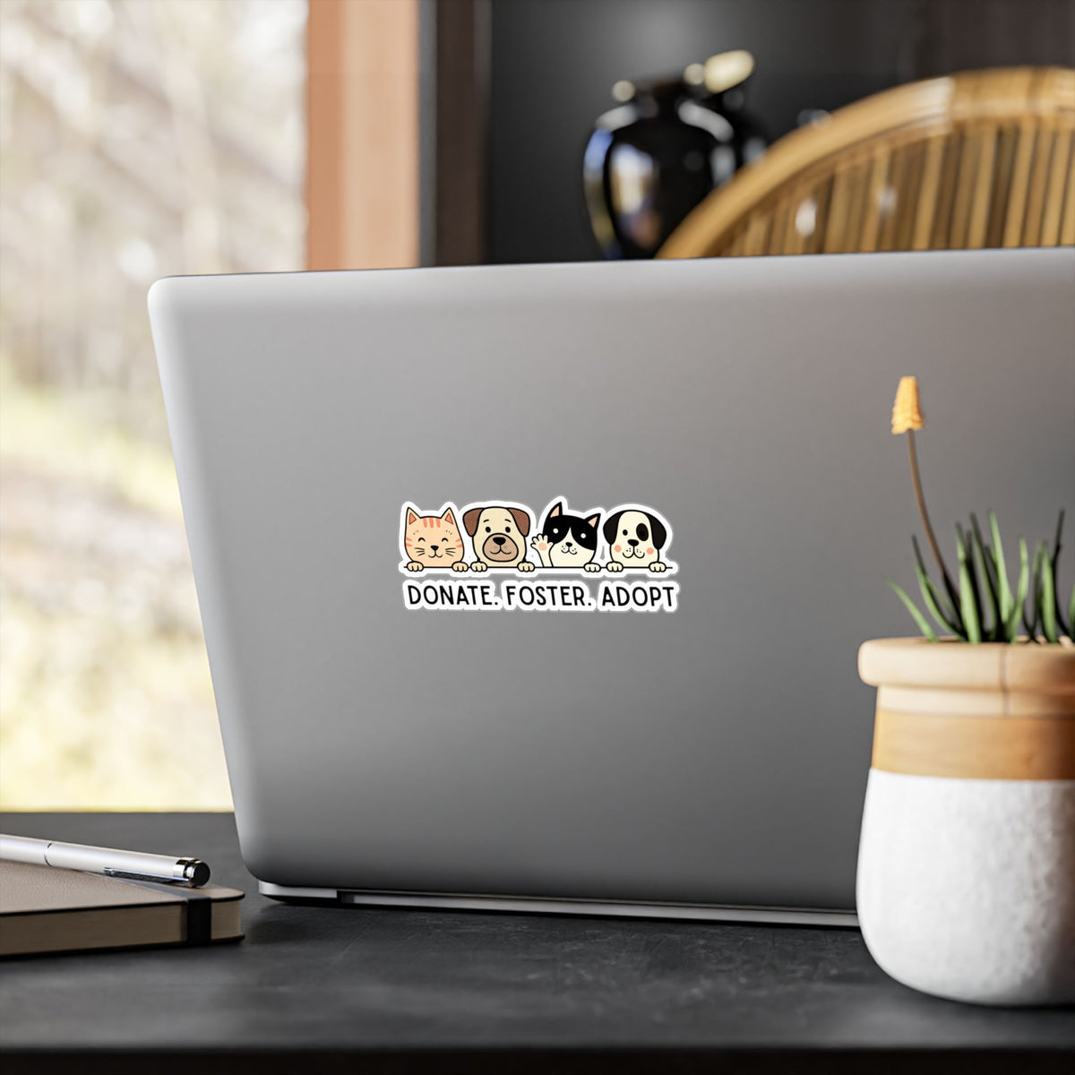 Donate Foster Adopt Vinyl Sticker — Cute Pet Rescue Kiss‑Cut Decal