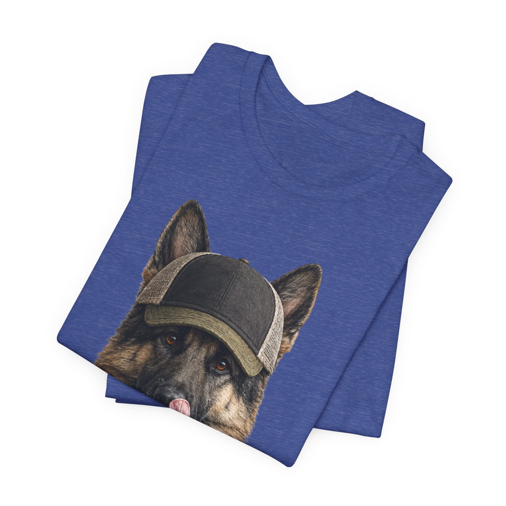 German Shepard in Trucker Hat