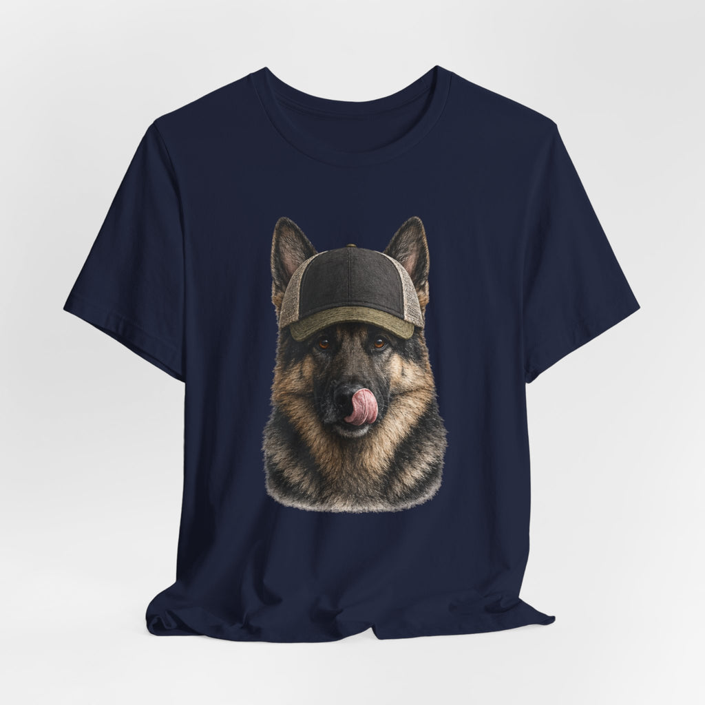 German Shepard in Trucker Hat