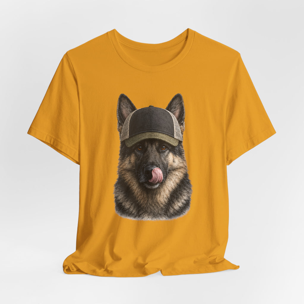 German Shepard in Trucker Hat