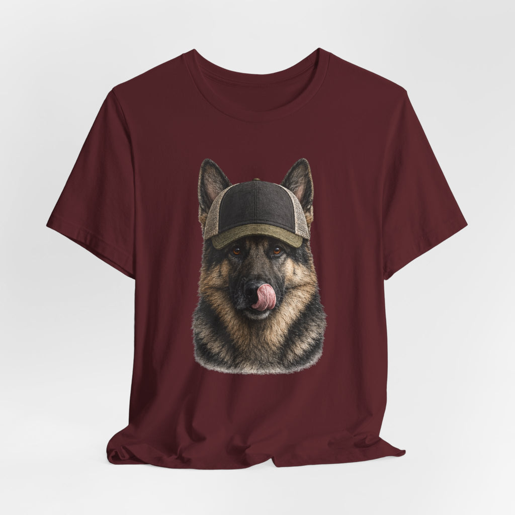 German Shepard in Trucker Hat