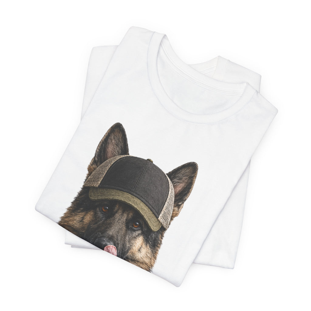 German Shepard in Trucker Hat