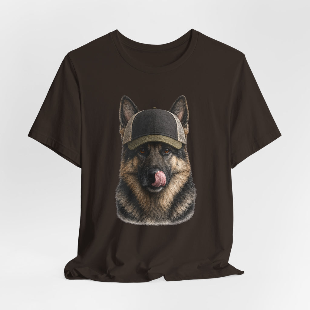 German Shepard in Trucker Hat