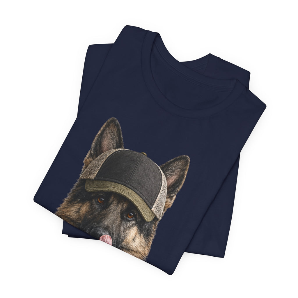 German Shepard in Trucker Hat