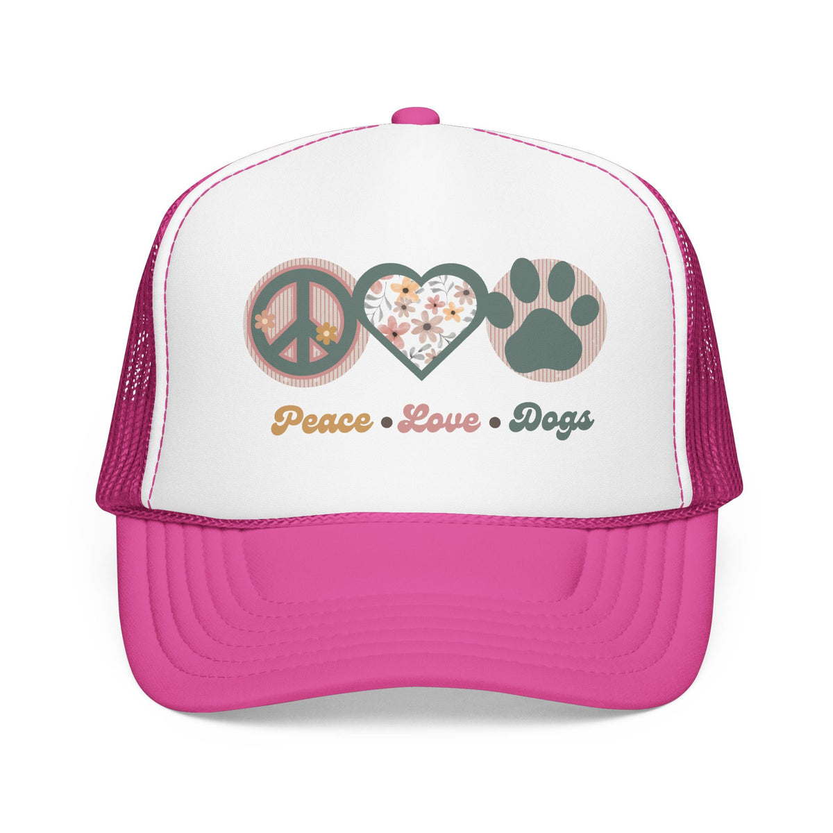 Peace Love Dogs Trucker Hat | Retro Dog Mom Hat | Boho Pet Lover Cap | Dog Lover Gift | Piper & Friends