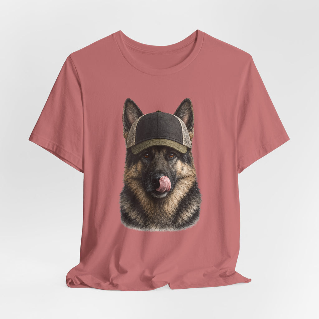 German Shepard in Trucker Hat